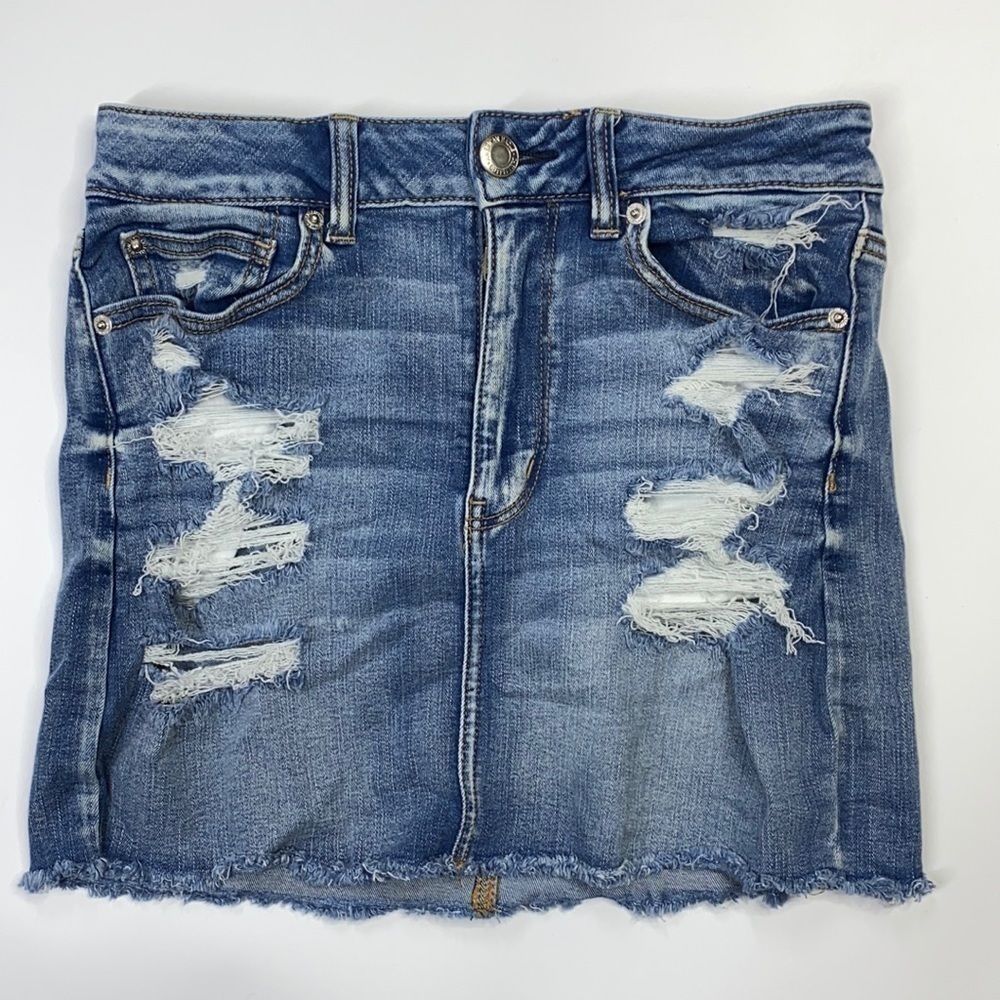 American Eagle Ne(x)t Level Stretch X Hi-Rise Mini Distressed Skirt Size 6